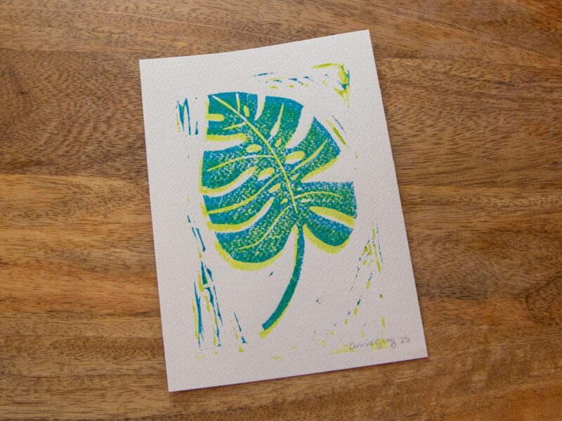 Monstera Linocut Print