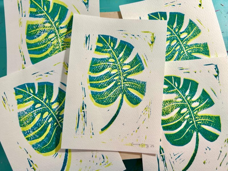 Monstera Linocut Print - Image 3