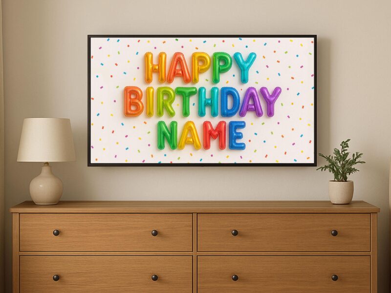 Personalized Birthday Image for TV | Happy Birthday TV Frame, Rainbow Multicolor Birthday, Custom Art Birthday Party, Digital Download - Image 6