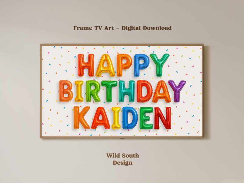 Personalized Birthday Image for TV | Happy Birthday TV Frame, Rainbow Multicolor Birthday, Custom Art Birthday Party, Digital Download - Image 8