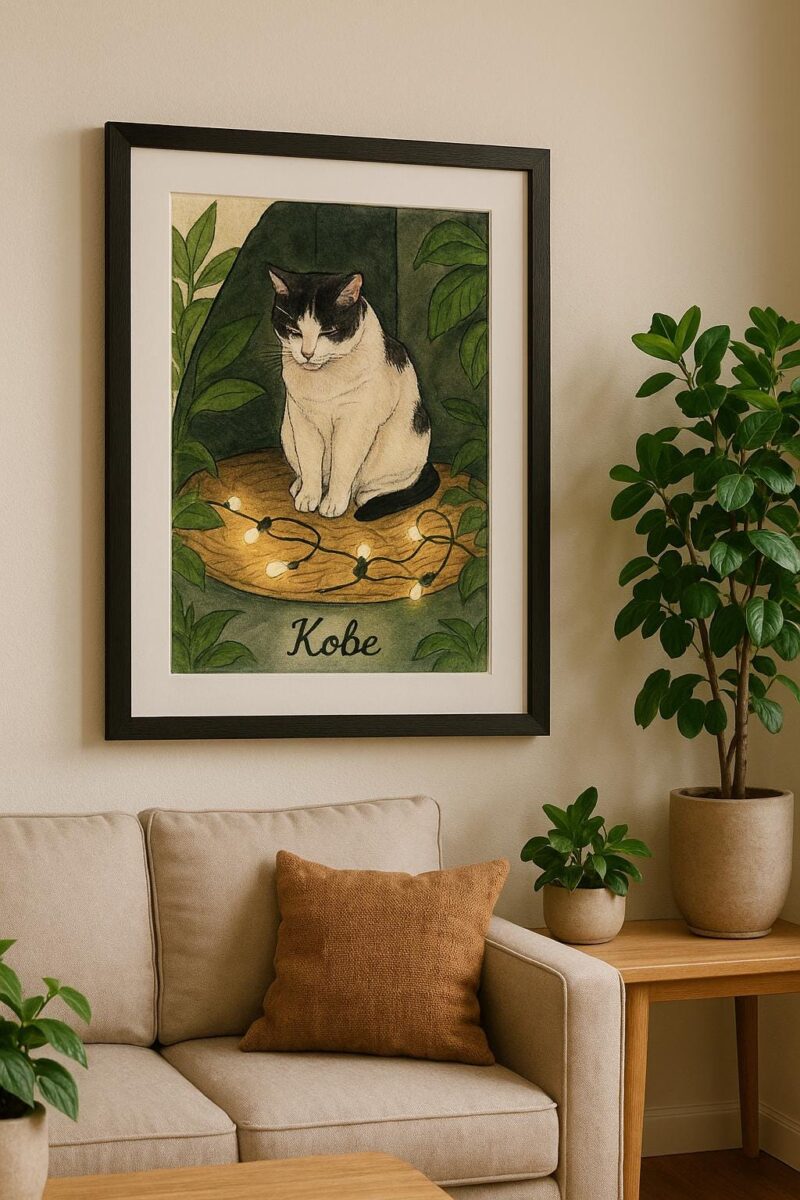 Custom Pet Portrait, Hand Drawn Style Cat Dog Portrait, Digital Wall Art Printable, Pet Lover Gift, Pet Memorial