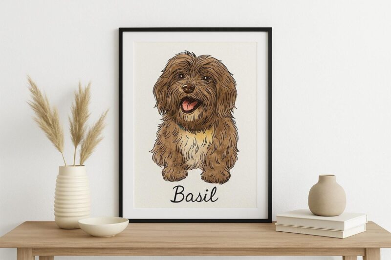 Custom Pet Portrait, Hand Drawn Style Cat Dog Portrait, Digital Wall Art Printable, Pet Lover Gift, Pet Memorial - Image 3