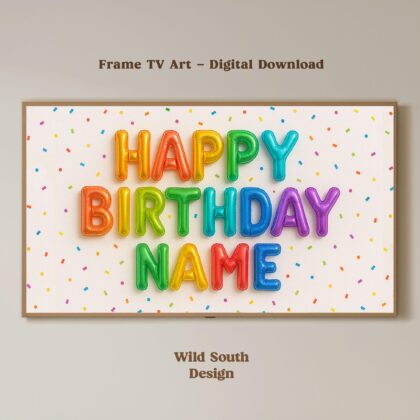 Personalized Birthday Image for TV | Happy Birthday TV Frame, Rainbow Multicolor Birthday, Custom Art Birthday Party, Digital Download