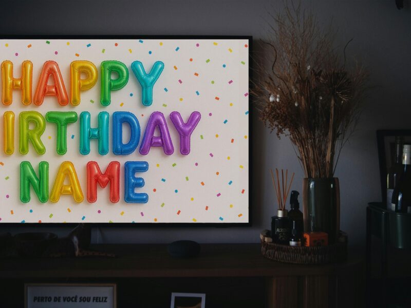 Personalized Birthday Image for TV | Happy Birthday TV Frame, Rainbow Multicolor Birthday, Custom Art Birthday Party, Digital Download - Image 7