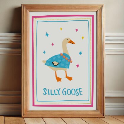 Silly Goose Wall Art Print, Multiple Goose Outfits, Trendy Wall Art, Cute Apartment Decor, Retro Wall Art, Nursery Art, French Goose