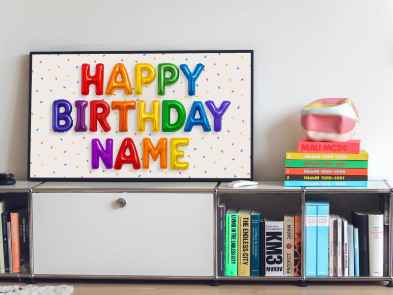 Personalized Birthday Image JPG | Happy Birthday TV Frame, Rainbow Multicolor Birthday, Custom Art Birthday Party, Digital Download - Image 3