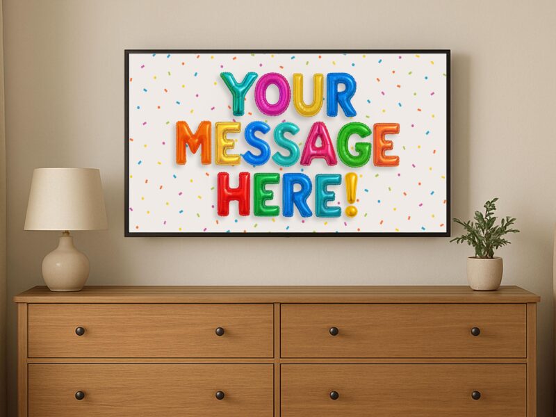 Personalized TV Wallpaper | Custom Message TV Frame, Rainbow Multicolor Anniversary, Custom Art Celebration Party, Digital Download - Image 2