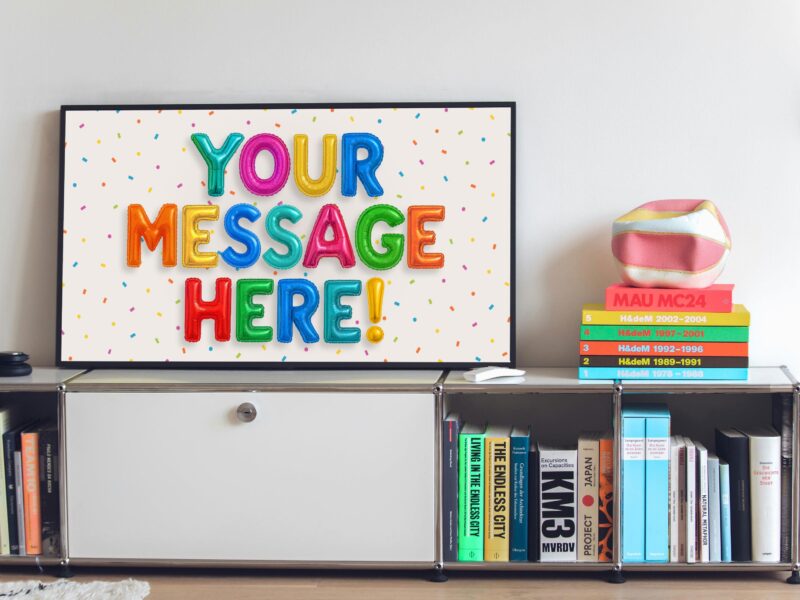 Personalized TV Wallpaper | Custom Message TV Frame, Rainbow Multicolor Anniversary, Custom Art Celebration Party, Digital Download - Image 3