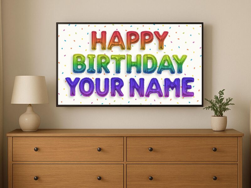 Personalized Birthday Image for TV | Happy Birthday TV Frame, Rainbow Multicolor Birthday, Custom Art Birthday Party, Digital Download - Image 4