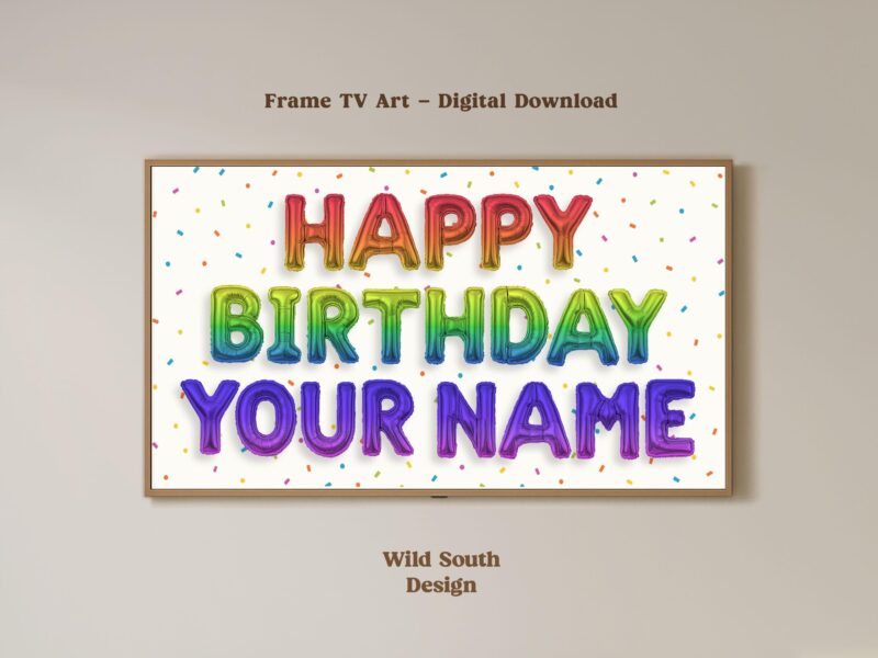 Samsung Frame TV Art | Personalized Happy Birthday TV Frame, Custom Balloon Letter Colors, Custom Art Birthday Party, Digital Download - Image 4