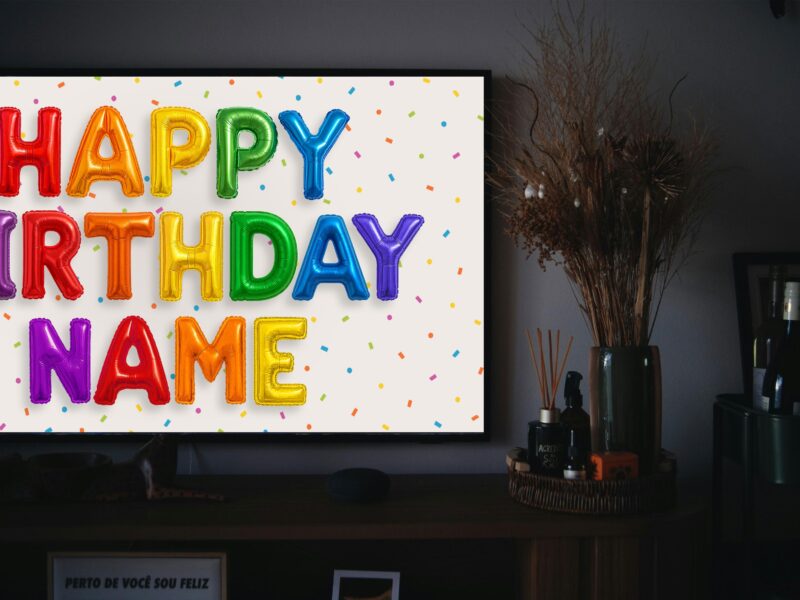 Personalized Birthday Image JPG | Happy Birthday TV Frame, Rainbow Multicolor Birthday, Custom Art Birthday Party, Digital Download - Image 6