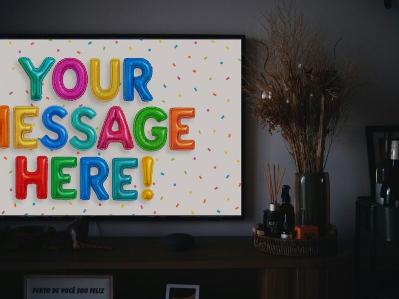 Personalized TV Wallpaper | Custom Message TV Frame, Rainbow Multicolor Anniversary, Custom Art Celebration Party, Digital Download - Image 5