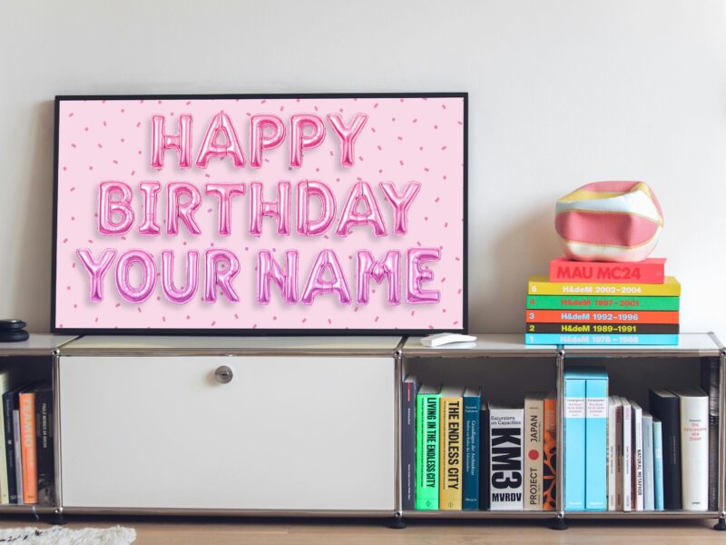 Personalized Samsung Frame TV Art | Happy Birthday TV Frame, Pink Girly Birthday, Custom Art Birthday Party, Digital Download - Image 3