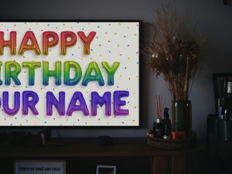 Personalized Birthday Image for TV | Happy Birthday TV Frame, Rainbow Multicolor Birthday, Custom Art Birthday Party, Digital Download - Image 5