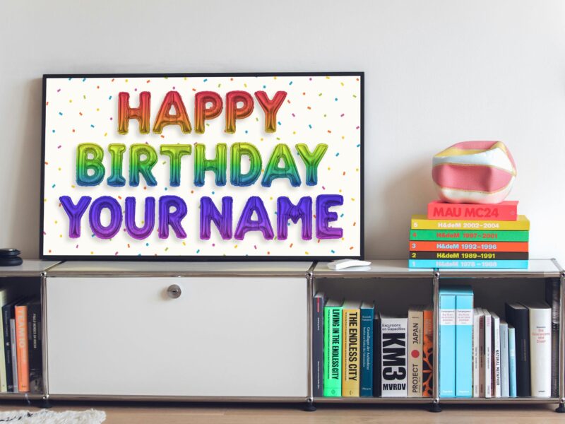 Personalized Birthday Image for TV | Happy Birthday TV Frame, Rainbow Multicolor Birthday, Custom Art Birthday Party, Digital Download - Image 2